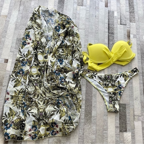 Three Piece Swimwear!! Yellow & Green! - Picture 2 of 5